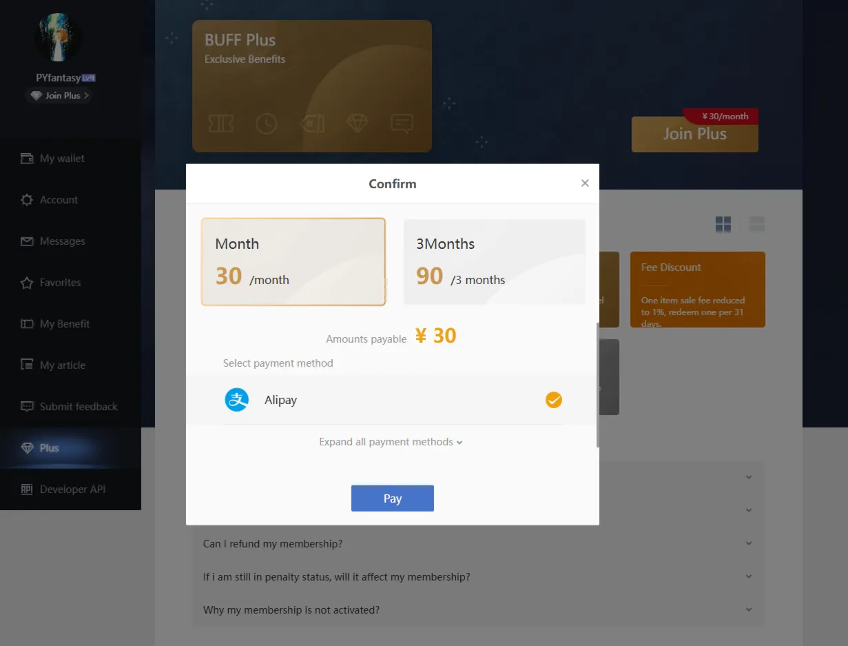 BUFF163 BUFF Plus Membership Activation (1 Month / 3 Months) – Fast Service