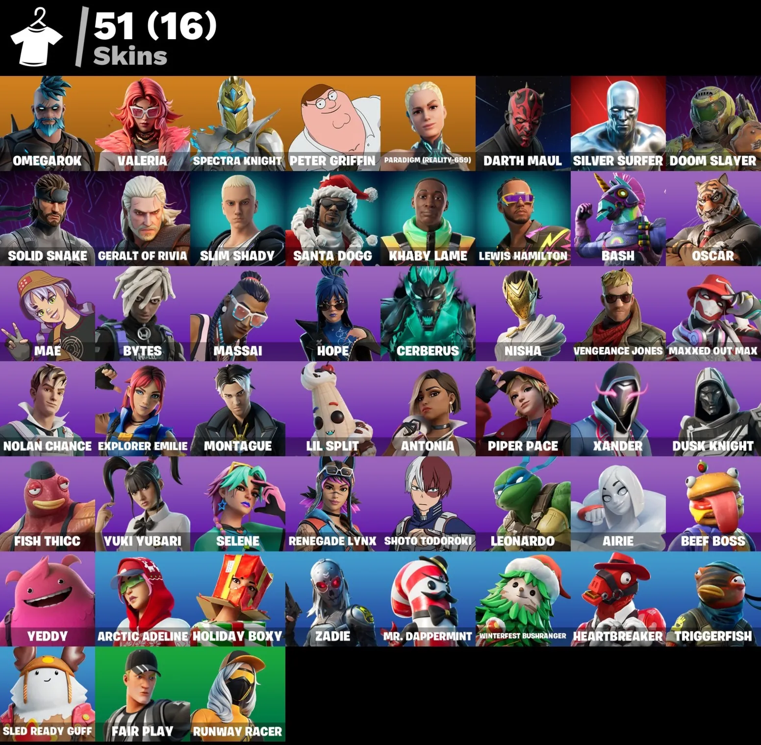 Мгновенный доступ • FN (все платформы) • 51 skins • Omegarok • Полный доступ