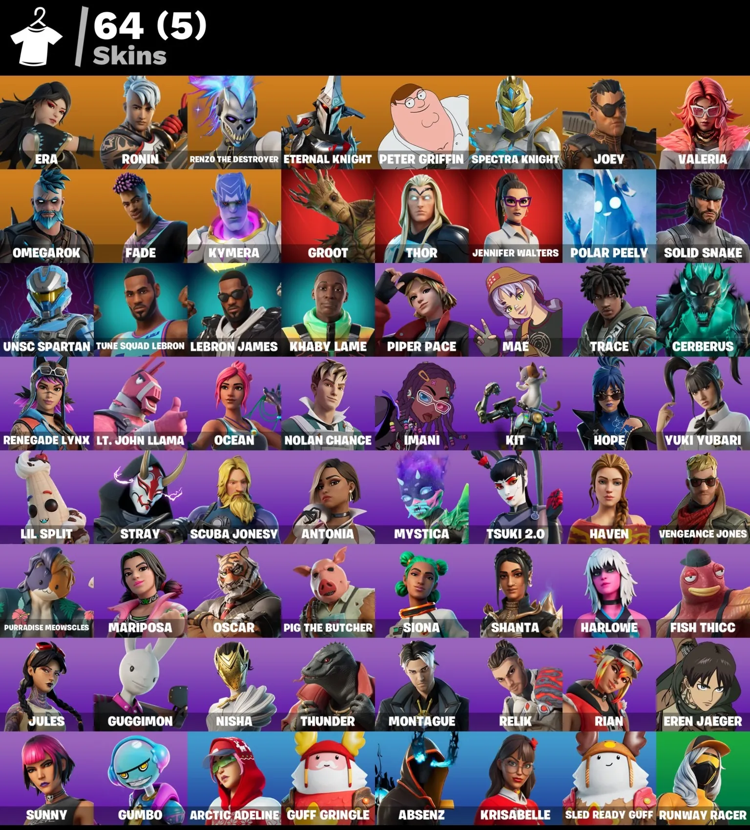 Мгновенный доступ • FN (все платформы) • 64 skins • Era • Ronin•950 VB• Полный доступ