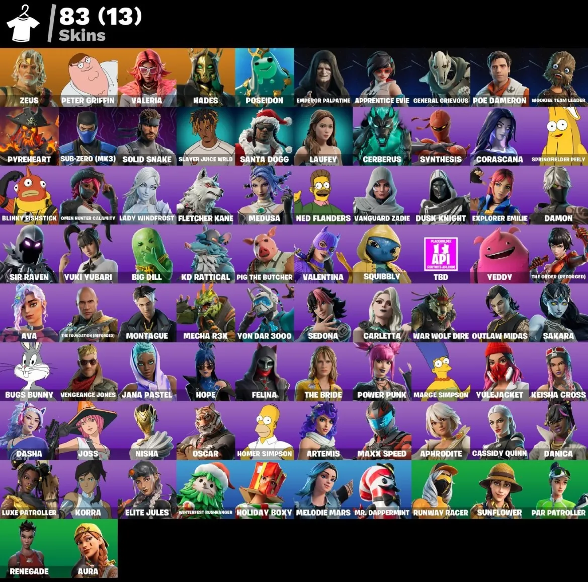 Мгновенный доступ • FN (все платформы) • 83 skins • Zeus •Peter Griffin•Полный доступ