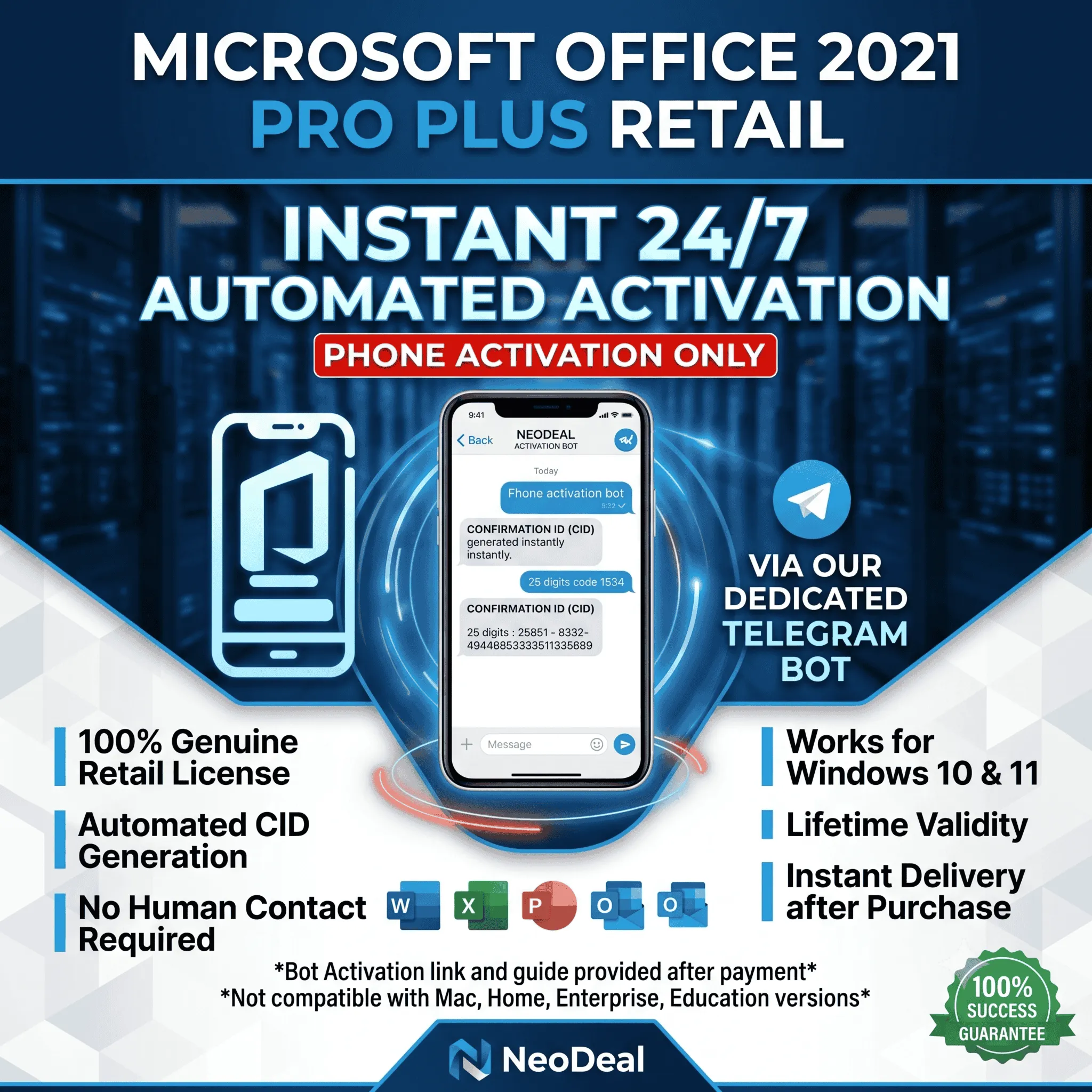 Microsoft Office 2021/2024/2019 Pro — Телефонная активация