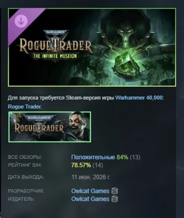 Warhammer 40,000: Rogue Trader - The Infinite Museion DLC АВТОДОСТАВКА STEAM РОССИЯ