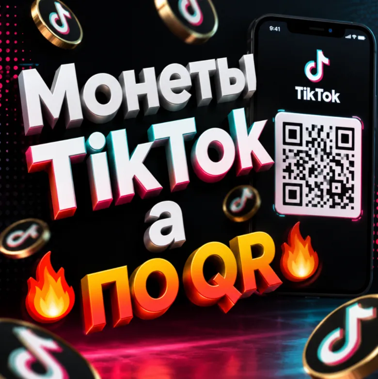 ТИКТОК МОНЕТЫ ПО QR-КОДУ 100-200.000