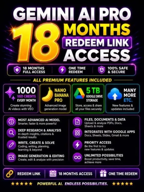 GOOGLE GEMINI 3.1 AI PRO+ 5 TB ⏳ 18 МЕСЯЦЕВ [Подарочная ссылка] - irongamers.ru