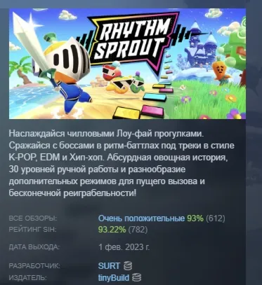 Rhythm Sprout: Sick Beats & Bad Sweets АВТОДОСТАВКА STEAM GLOBAL МГНОВЕННО ЛИЦЕНЗ