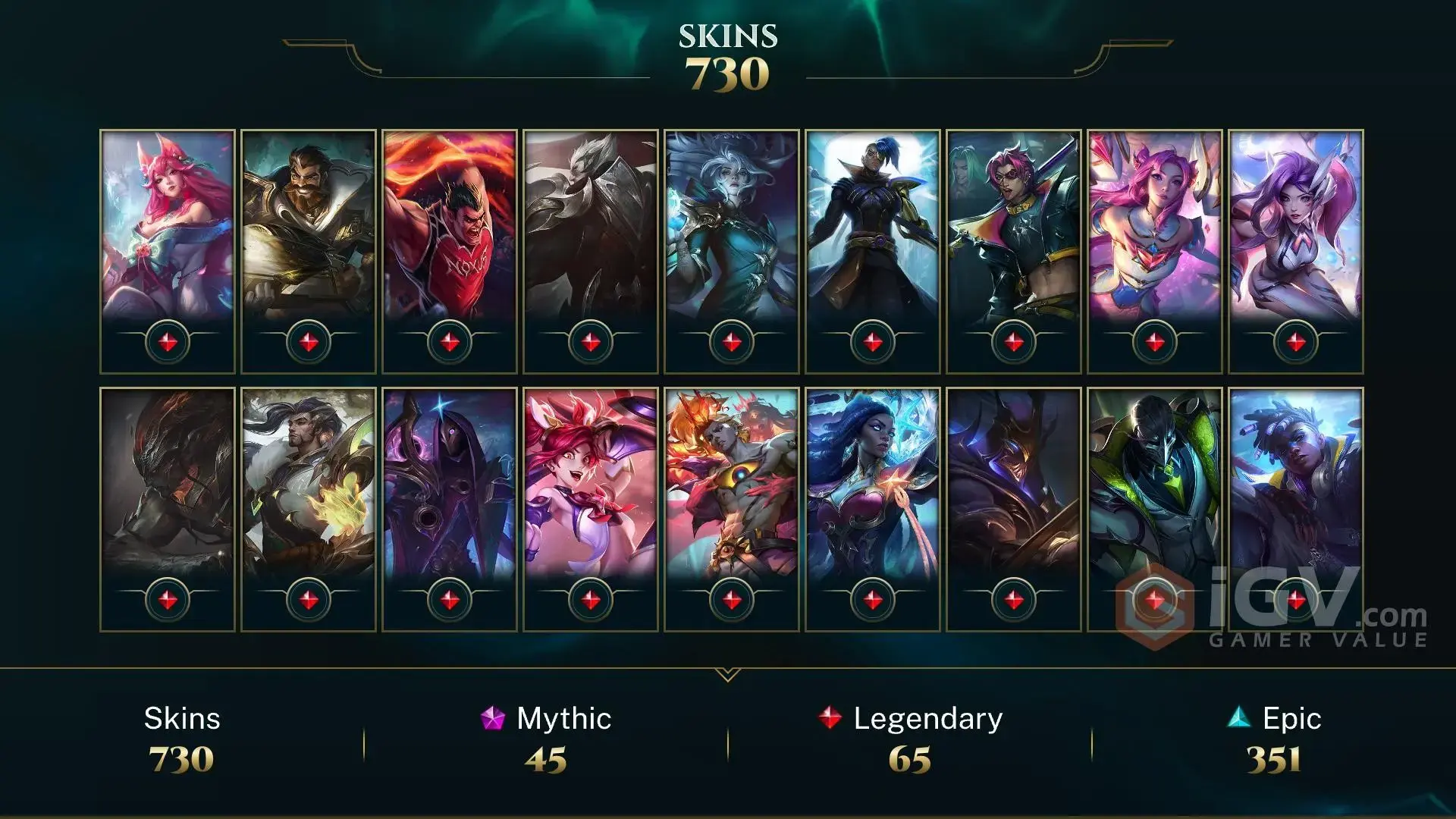 Автовыдача • LoL • 1622 уровень • 659 скинов • 181 чемпион • Emerald IV - irongamers.ru