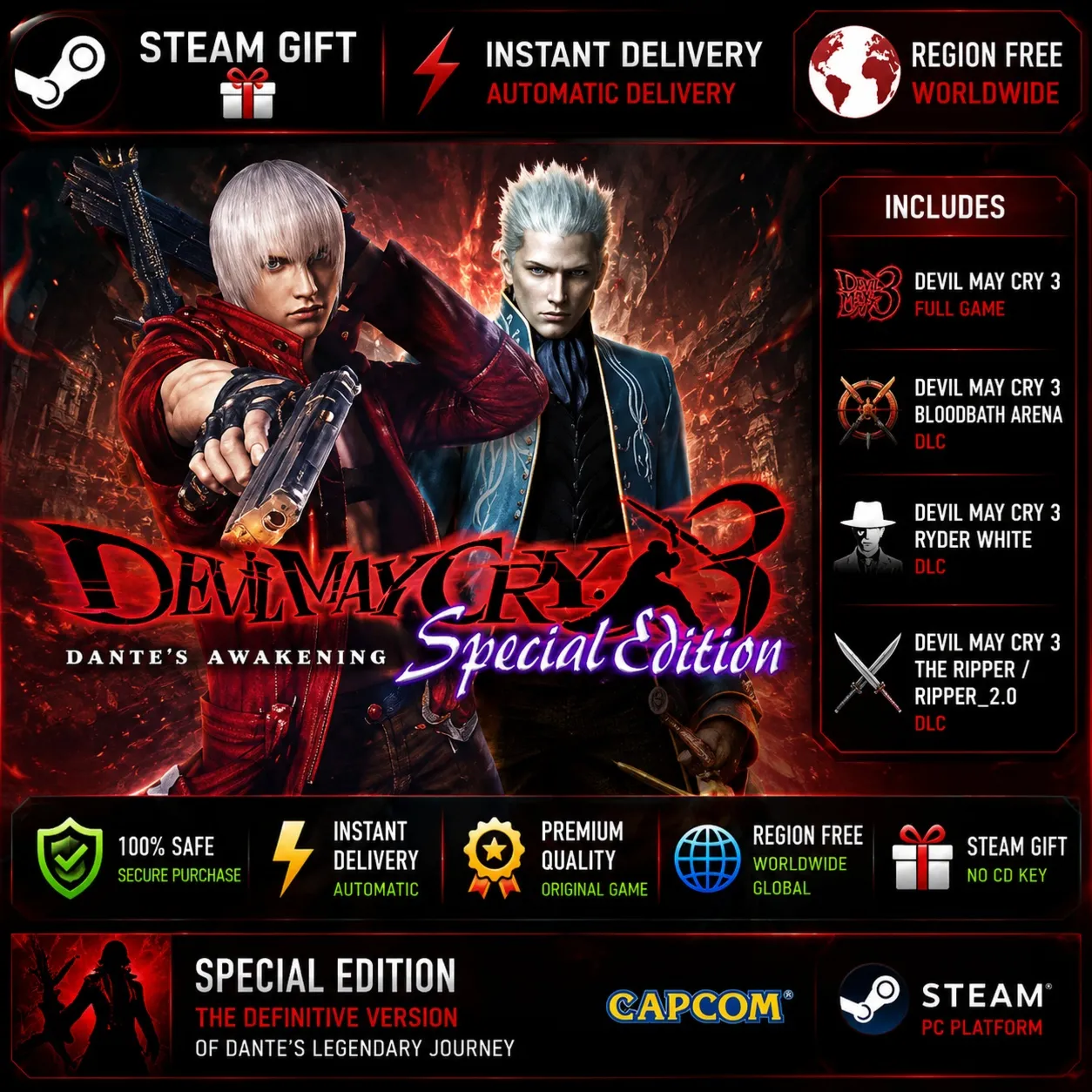 Devil May Cry 3: Special Edition — PC Steam Gift / Без региональных ограничений
