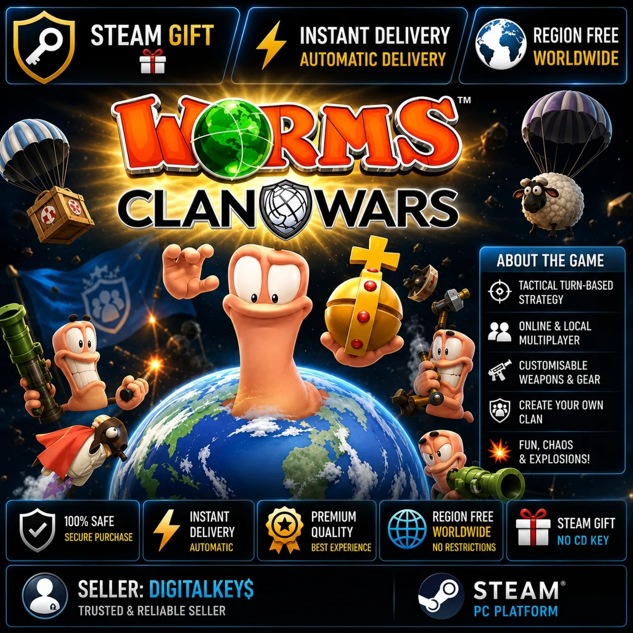 Worms Clan Wars — PC Steam Gift / Без региональных ограничений - irongamers.ru