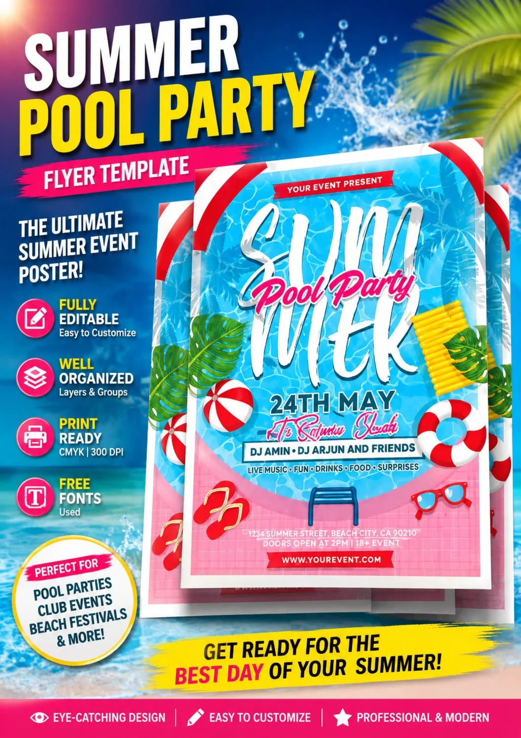 Summer Pool Party PSD Template