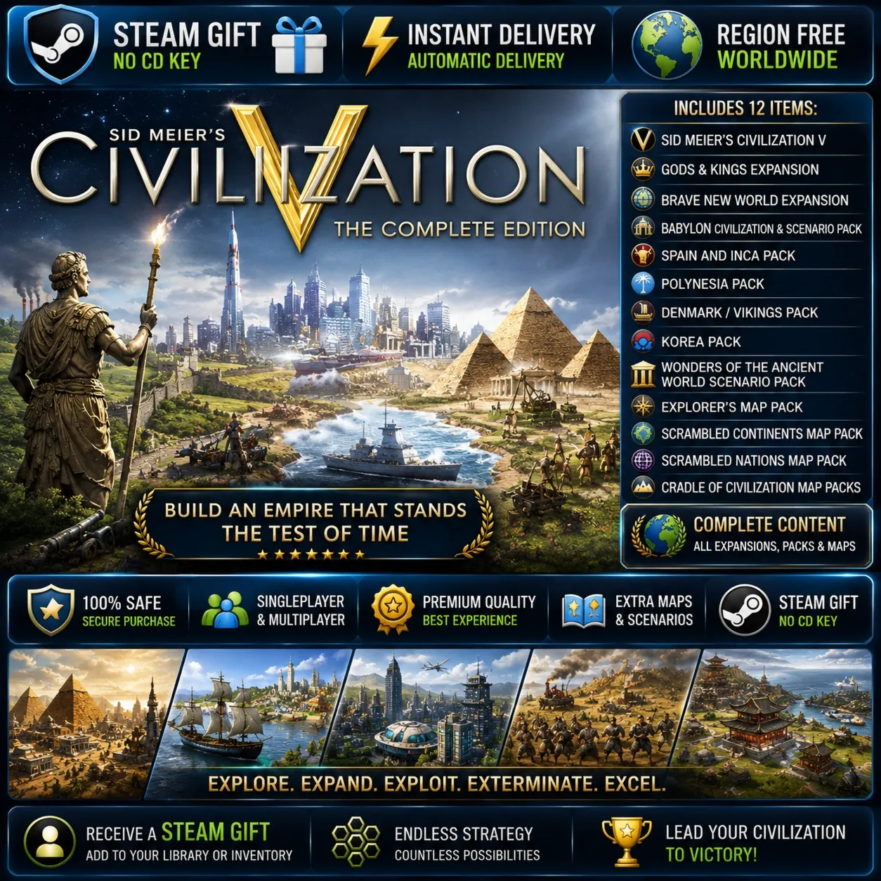 Civilization V Complete Edition — Steam Gift / Без региона