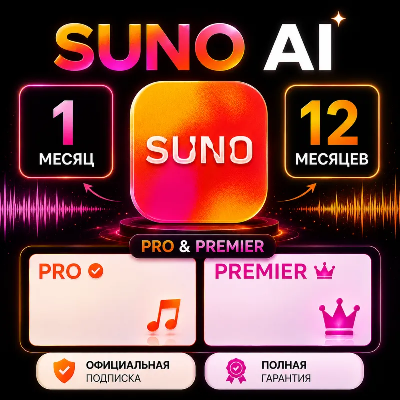 Suno AI Pro | Premier | ОФИЦИАЛЬНО + БЕЗ ВХОДА