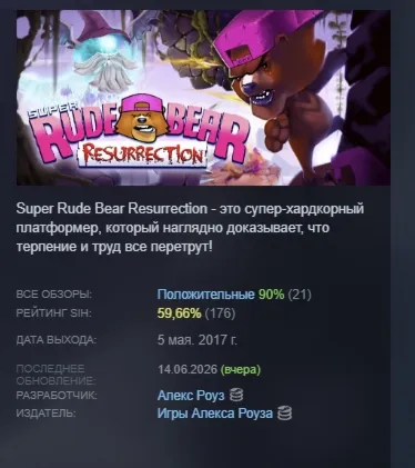 Super Rude Bear Resurrection STEAM KEY REGION FREE GLOBAL+РОССИЯ