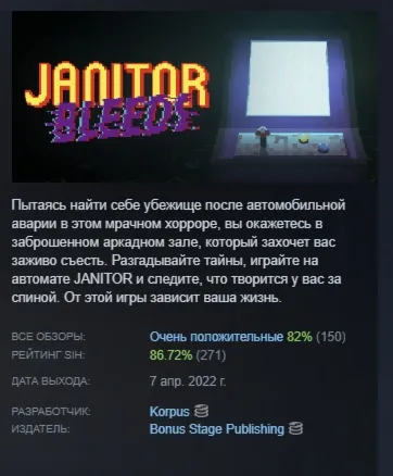 JANITOR BLEEDS АВТОДОСТАВКА STEAM GLOBAL МГНОВЕННО ЛИЦЕНЗИЯ