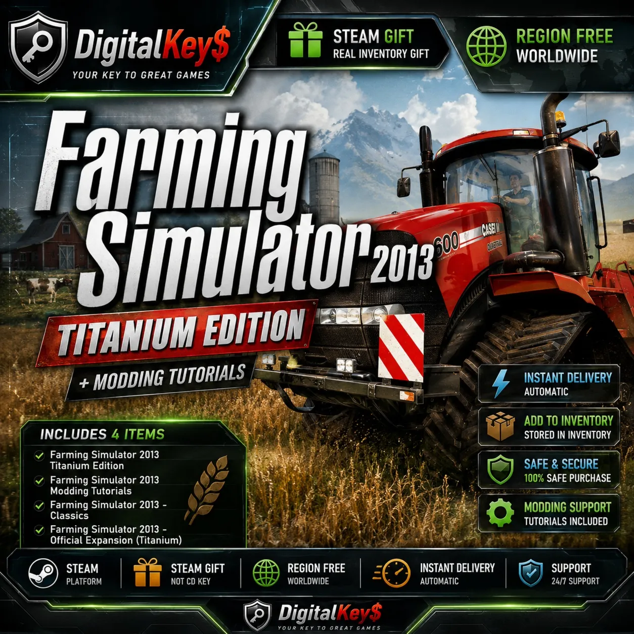 🌍 Farming Simulator 2013 Titanium Edition + Modding Tutorials ПК Steam Gift