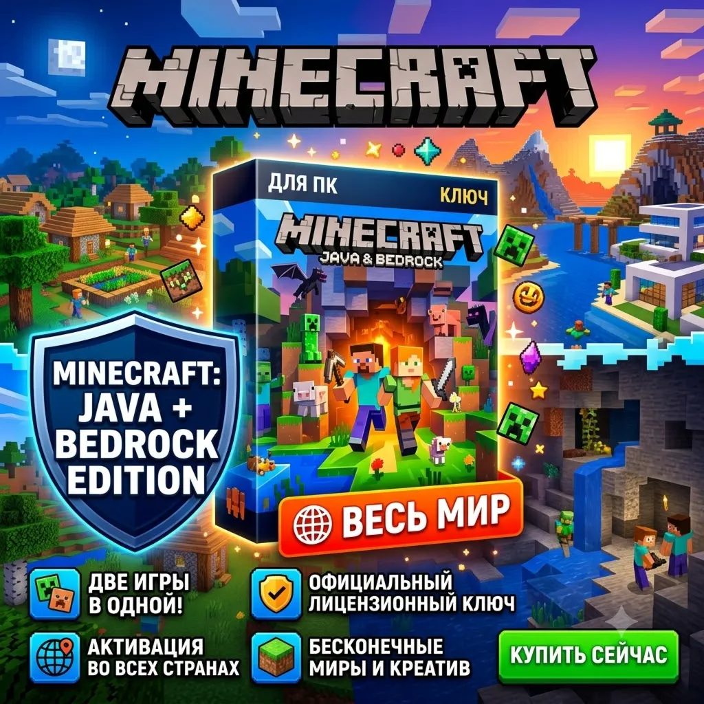 Minecraft: Java & Bedrock Edition для ПК | Ключ | АВТОДОСТАВКА