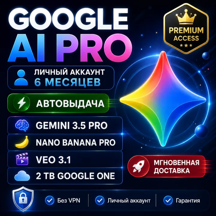 Google AI Pro на 6 месяцев | Gemini 3.5 Pro | Nano Banana Pro | Veo 3.1 | 5TB - irongamers.ru