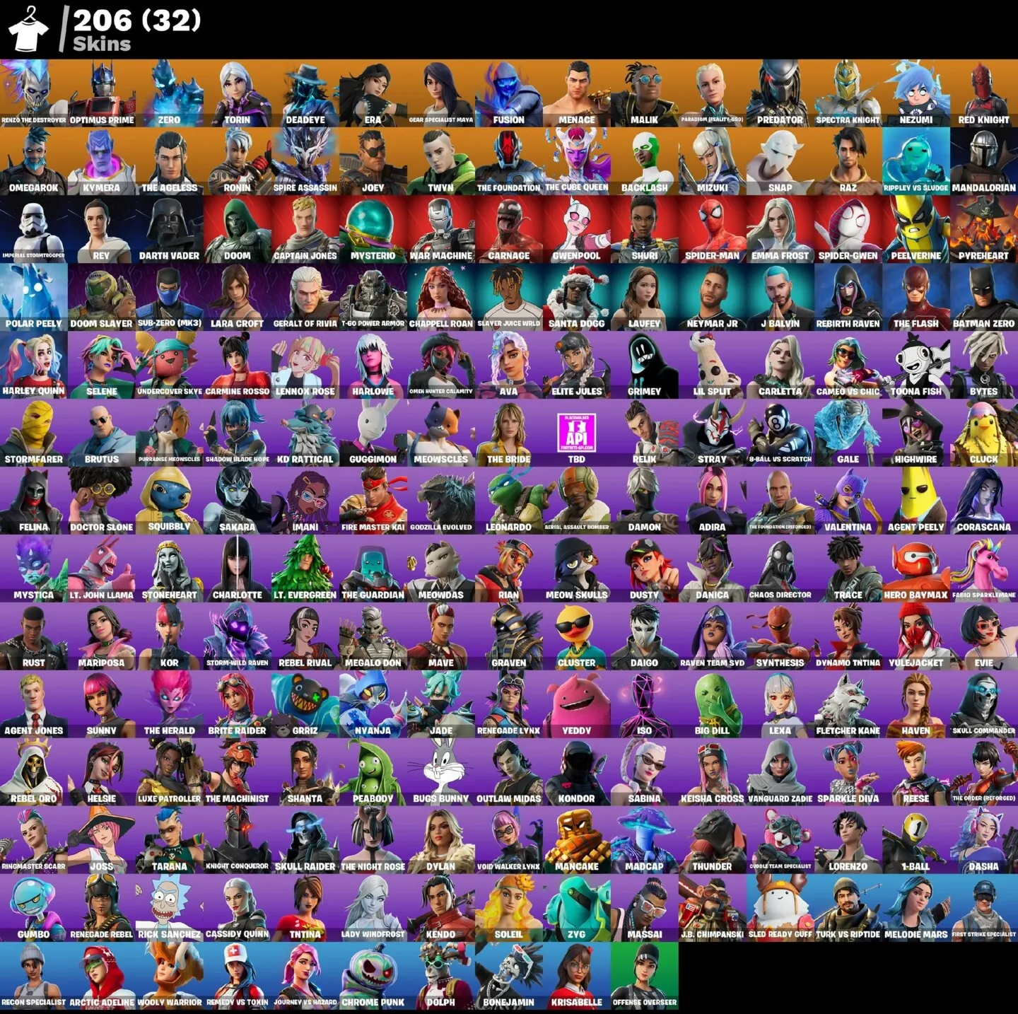 Мгновенный доступ • FN (все платформы) • 206 skins • 3400 VB• Полный доступ - irongamers.ru