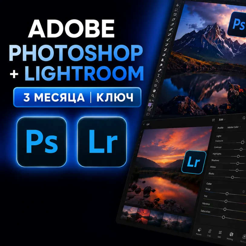 ADOBE PHOTOGRAPHY PLAN (1TB) | PHOTOSHOP + LIGHTROOM | 3 МЕСЯЦА | КЛЮЧ