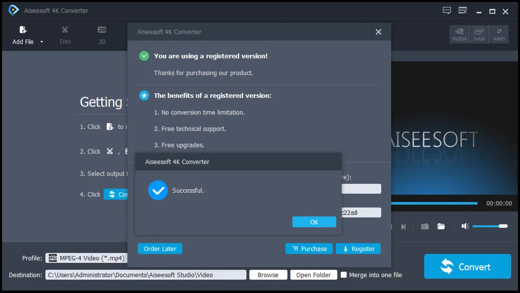 Aiseesoft 4K Converter Код регистрации на 1 год