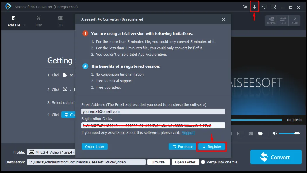 Aiseesoft 4K Converter Код регистрации на 1 год