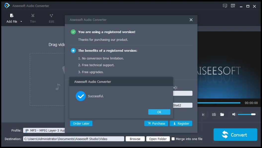 Aiseesoft Audio Converter Код лицензии на 1 год