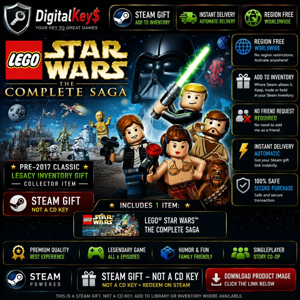 🌍 LEGO® Star Wars™: The Complete Saga — ПК Steam Gift / Worldwide