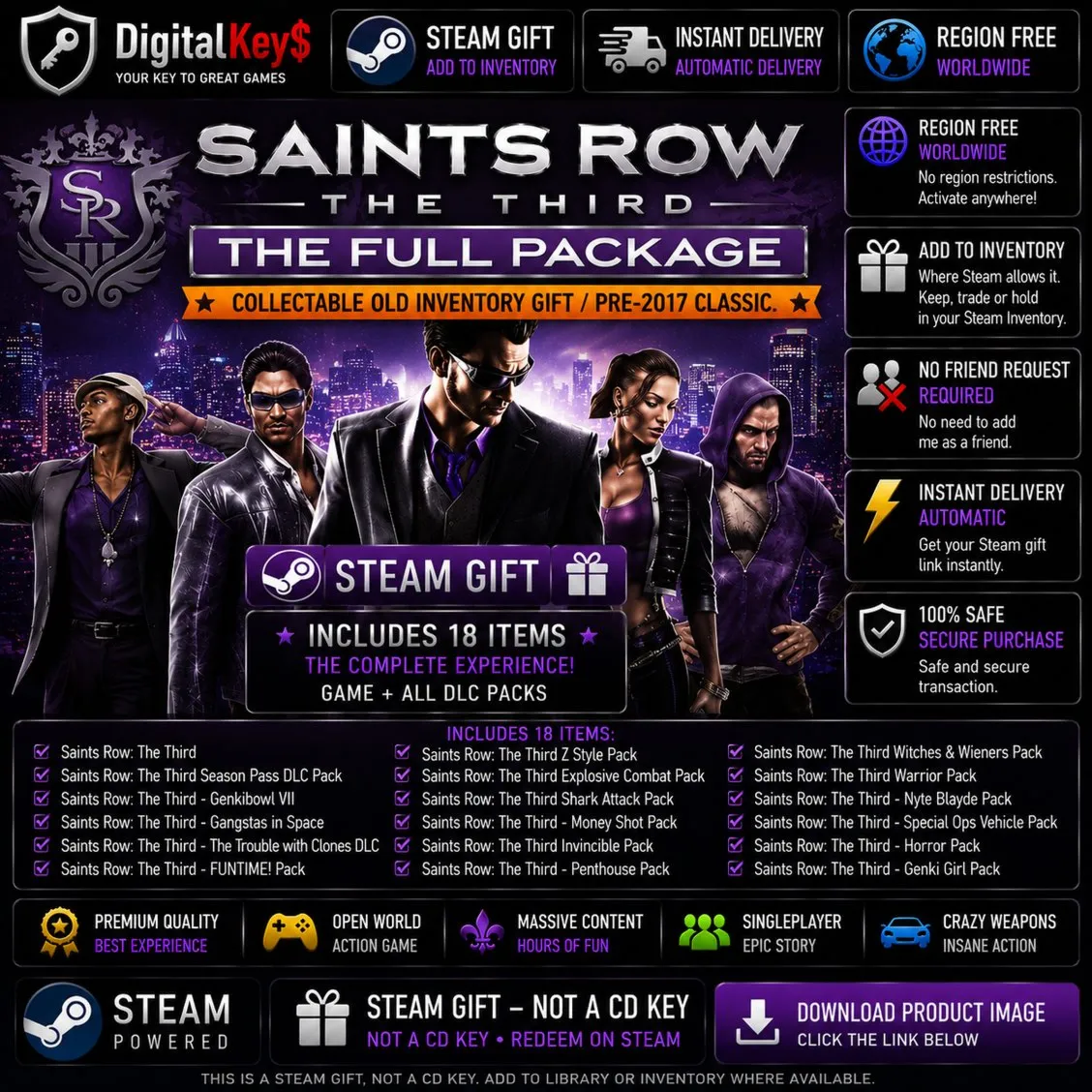 Saints Row: The Third - The Full Package — Steam Gift / Без региона / Worldwide - irongamers.ru