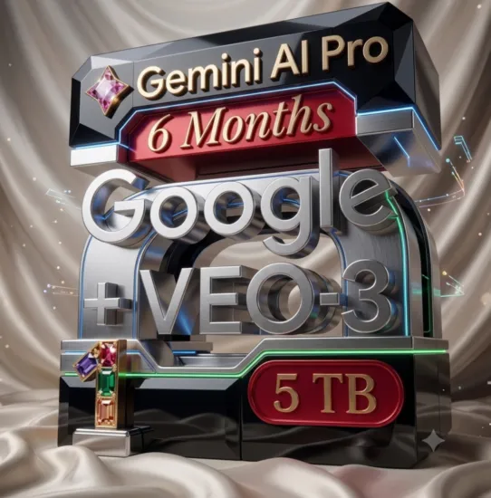 Google AI  pro (Gemini) AI Pro +Veo 3 Google One (5 ТБ) – 6 месяцев