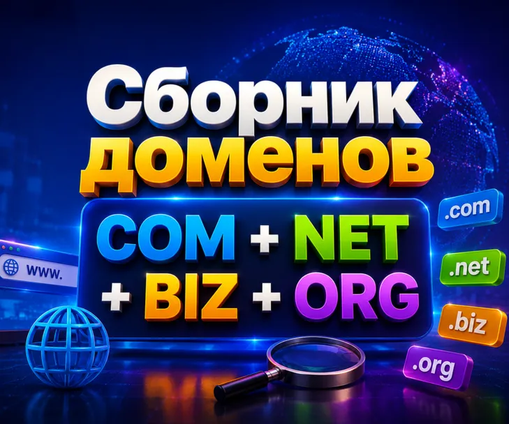 Сборник доменов COM + NET + BIZ + ORG 2026   ( Август )