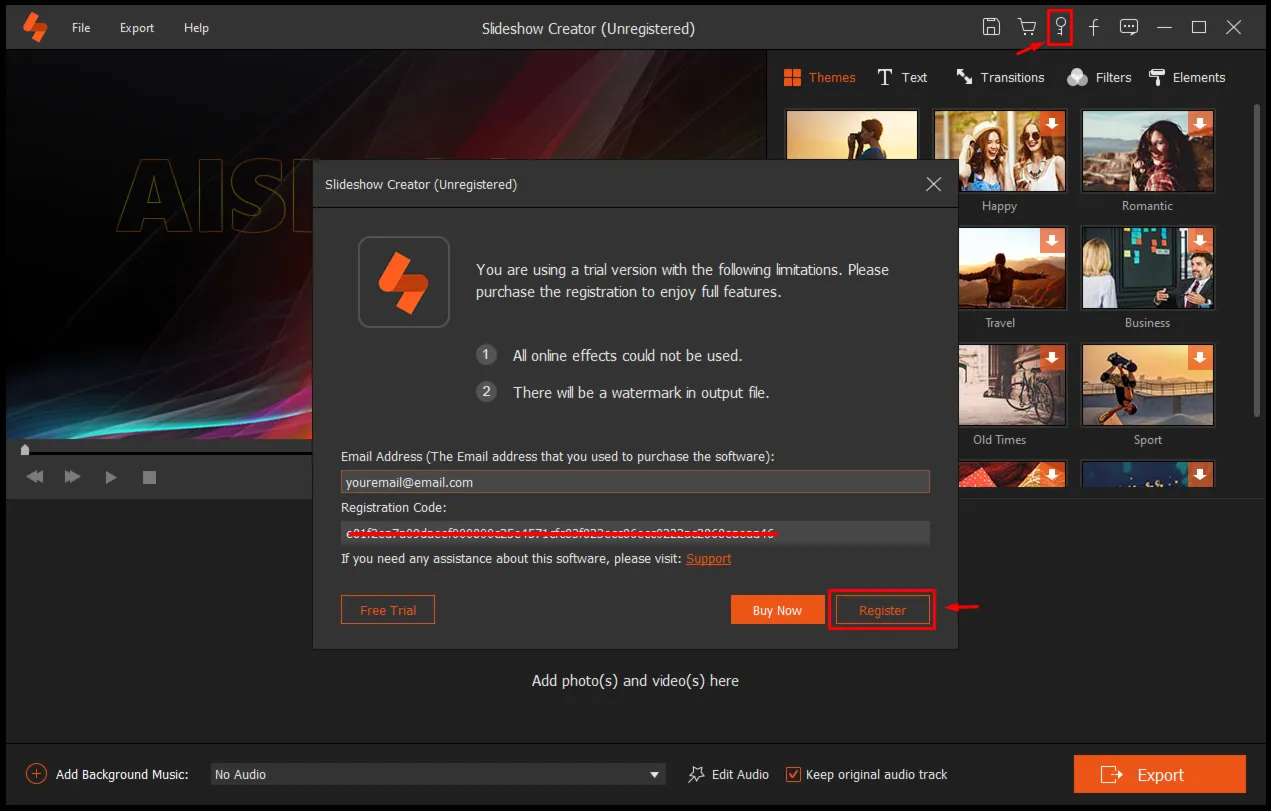 Aiseesoft Slideshow Creator Код лицензии на 1 год