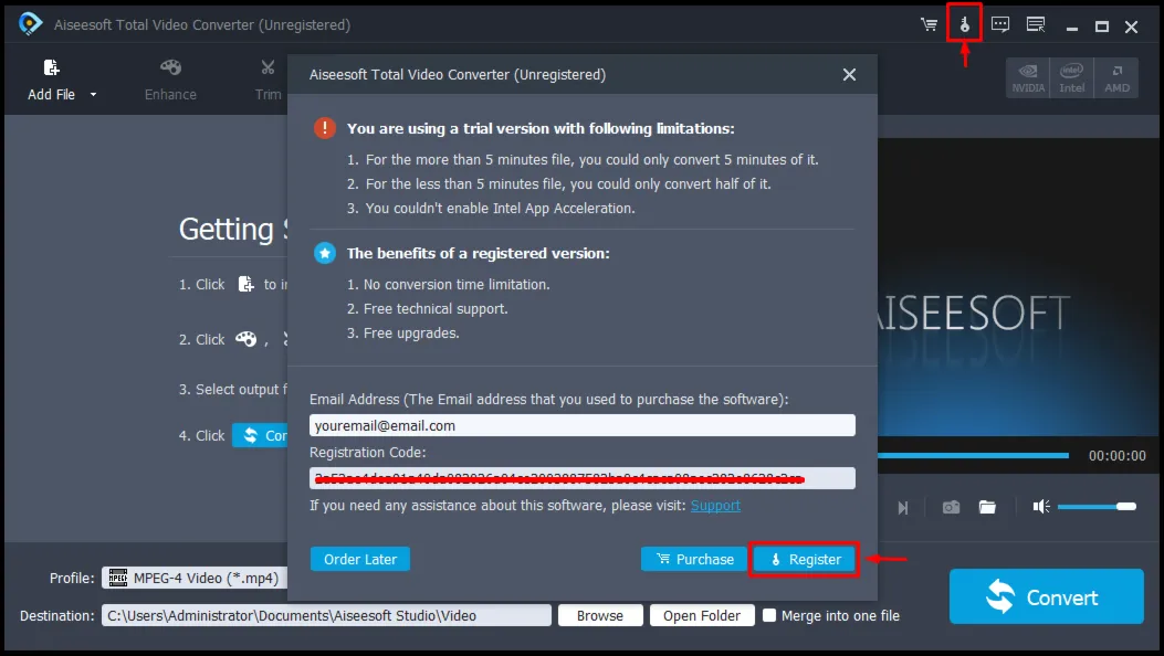 Aiseesoft Total Video Converter Код регистрации на 1 год