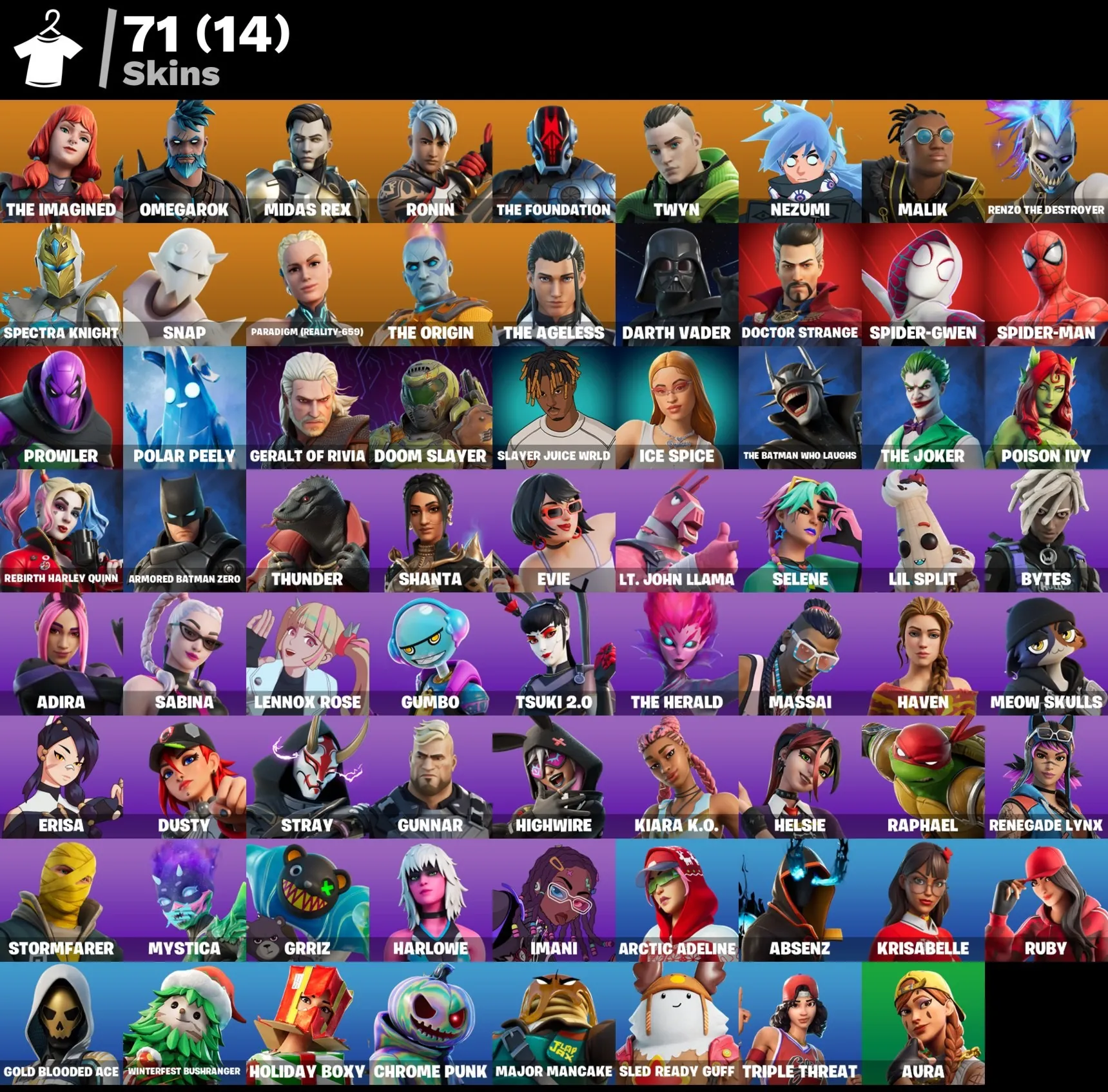 Мгновенный доступ • FN (все платформы) • 71 skins • 350 VB • Полный доступ