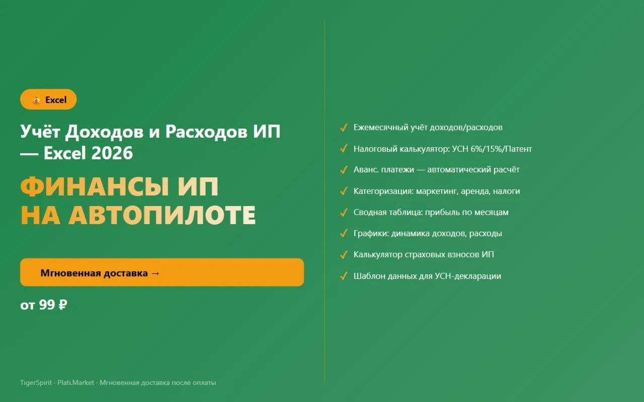 Учёт Доходов и Расходов ИП — Excel 2026 - irongamers.ru