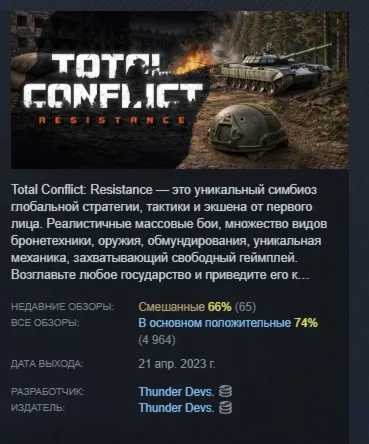 Total Conflict: Resistance АВТОДОСТАВКА STEAM GLOBAL МГНОВЕННО ЛИЦЕНЗИЯ