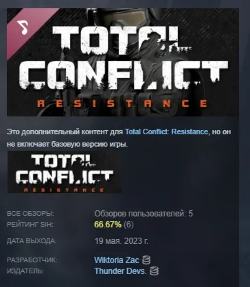 Total Conflict: Resistance Soundtrack АВТОДОСТАВКА STEAM РОССИЯ