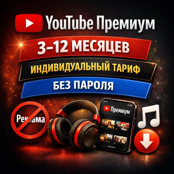 YouTube Premium — от 3 до 12 месяцев | Индивидуальный план | Без пароля - irongamers.ru