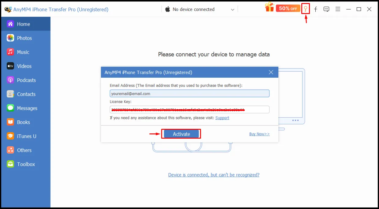 AnyMP4 iPhone Transfer Pro Код регистрации на 1 год