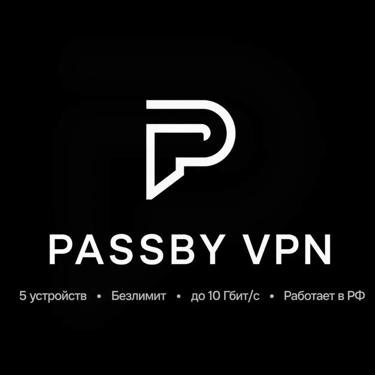 PassBy  | Работает в РФ | YouTube, Instagram, ChatGPT | 5 устройств | 1-12 месяцев