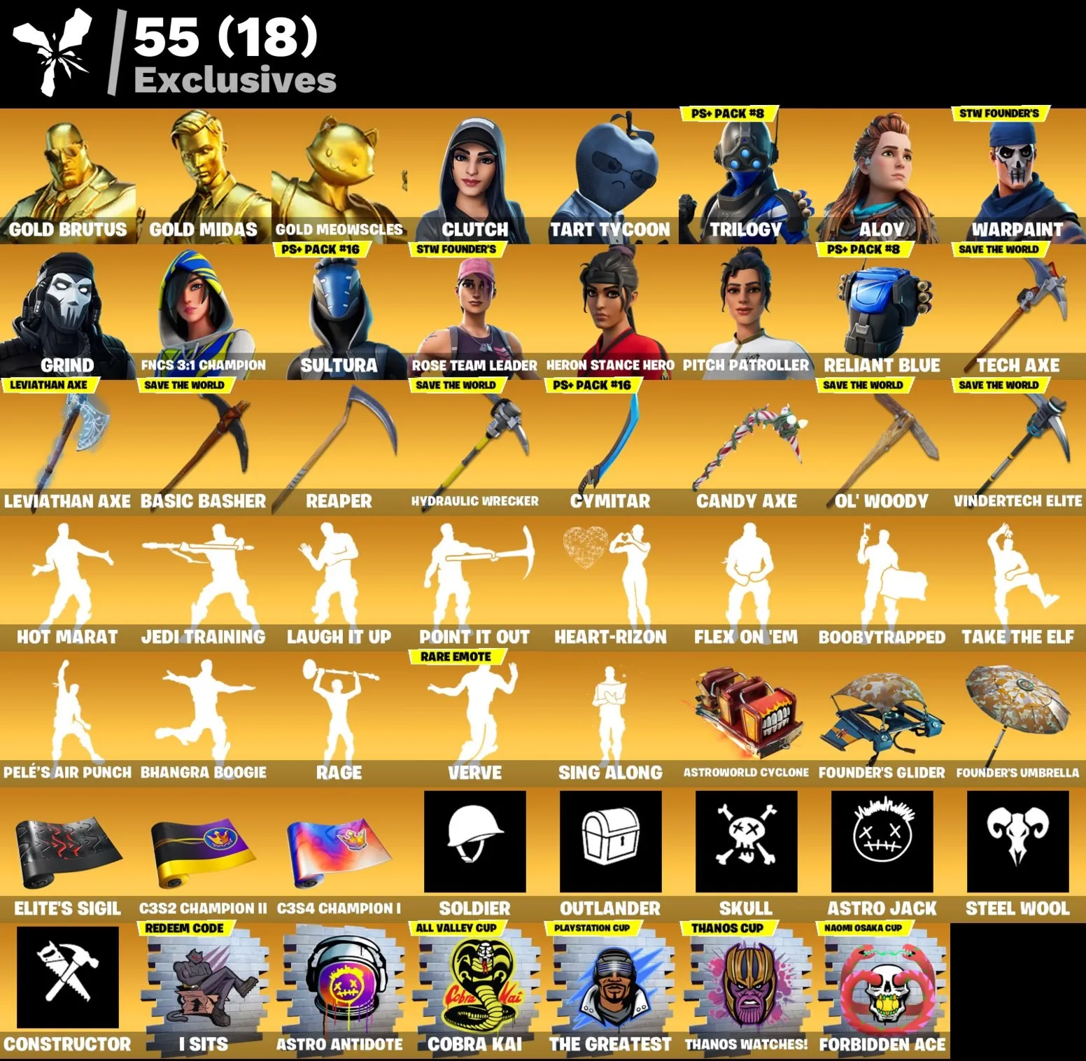 Мгновенный доступ • FN (все платформы) • 302 skins • OG STW • 1450 VB• Полный доступ