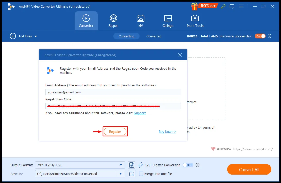 AnyMP4 Video Converter Ultimate Код регистрации на 1 год