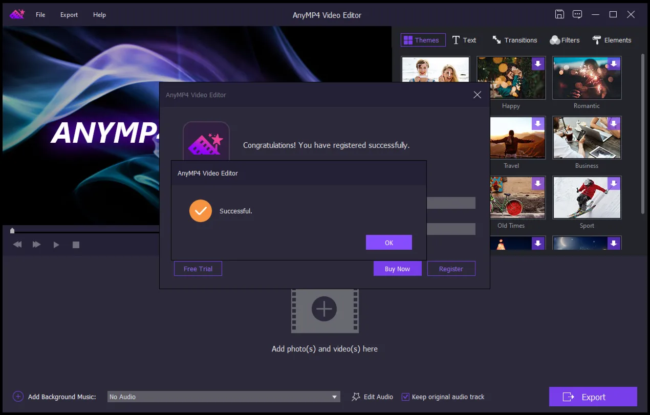 AnyMP4 Video Editor Код регистрации на 1 год