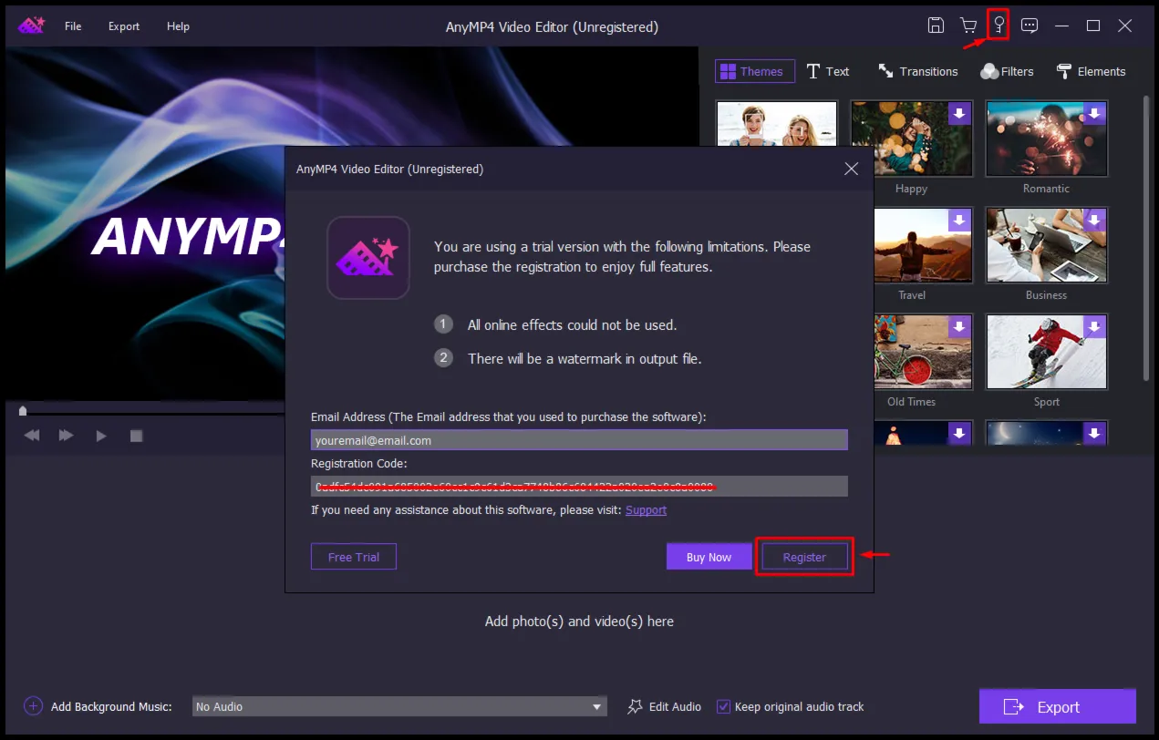 AnyMP4 Video Editor Код регистрации на 1 год