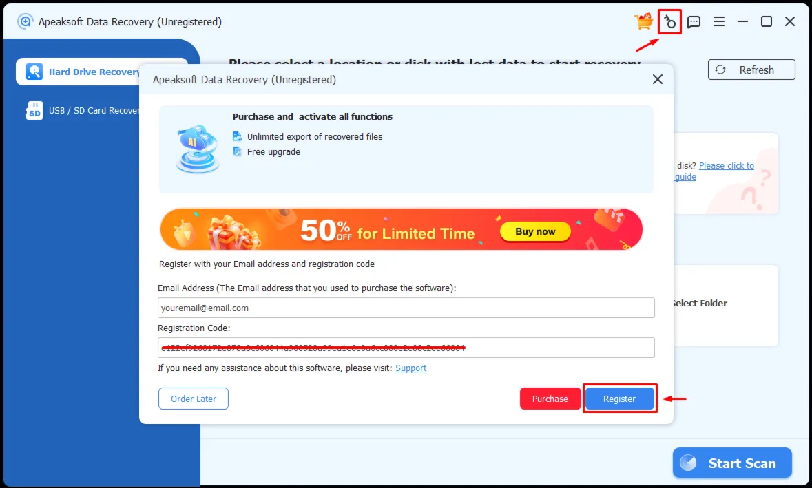 Apeaksoft Data Recovery Код регистрации на 1 год