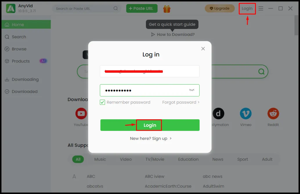 AmoyShare AnyVid AI-Powered Video Downloader Аккаунт