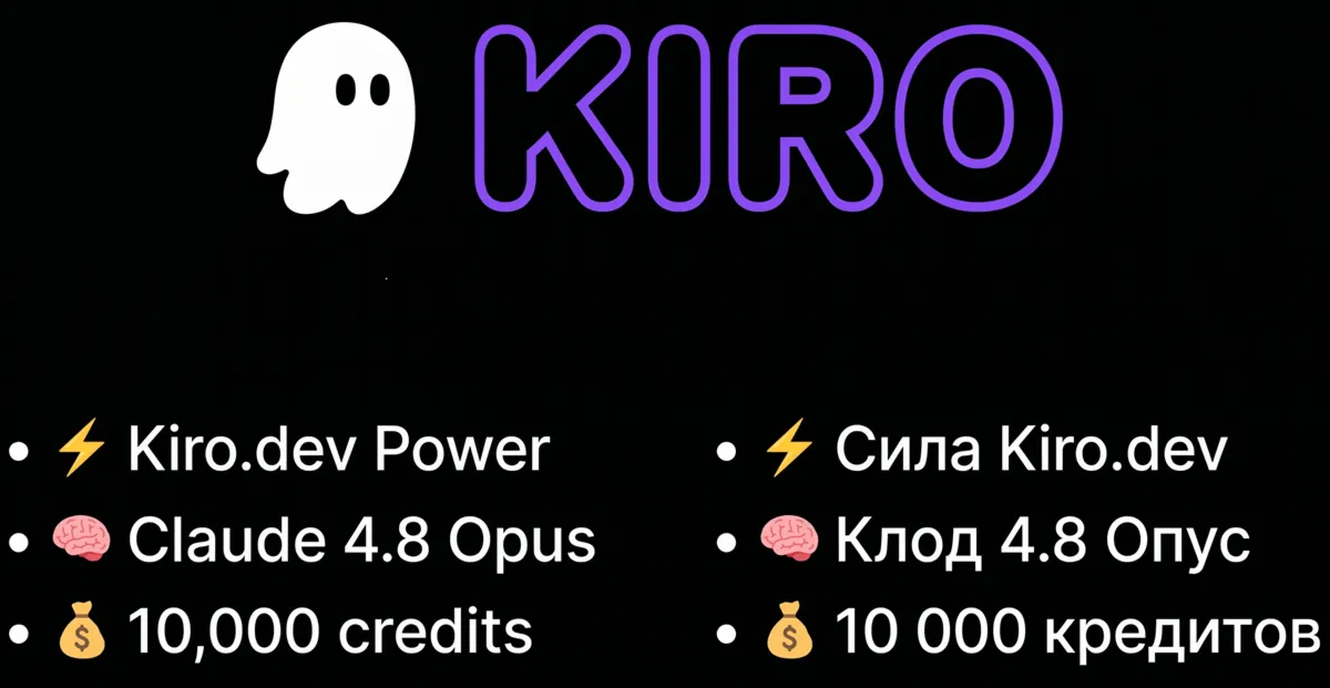 Kiro.dev Power - 10000 Кредитов - Claude 4.8 Opus - Полный Доступ