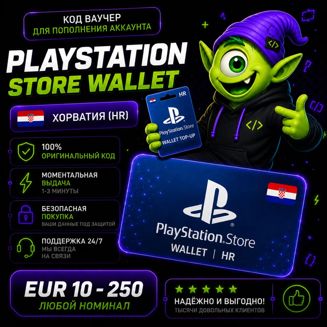 ⭐ PLAYSTATION STORE WALLET ХОРВАТИЯ | HR 10 EUR-250 EUR | АВТО ВЫДАЧА 24/7 ⭐ - irongamers.ru
