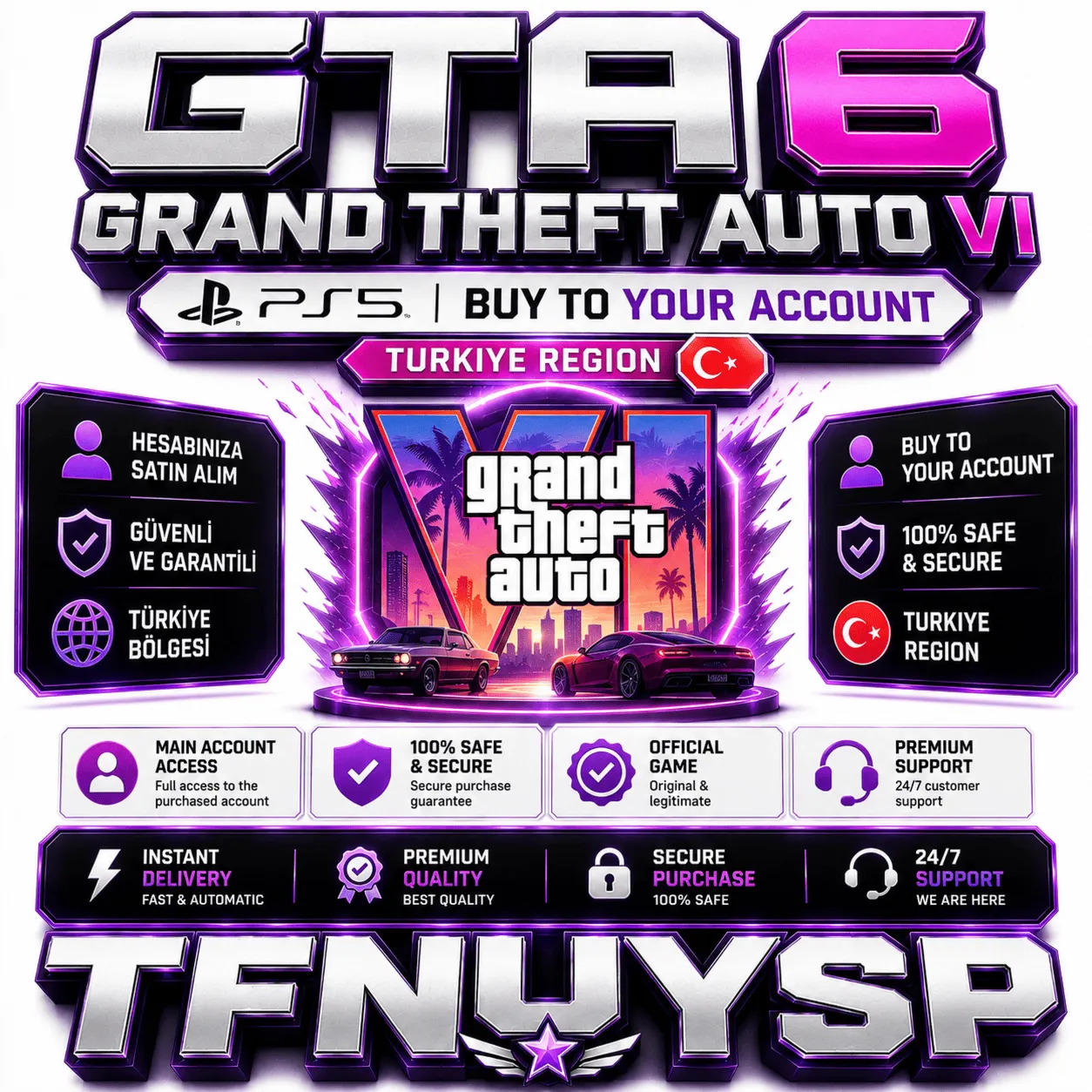 GTA VI для PS5 — Предзаказ и регион: Турция | Добавить в корзину