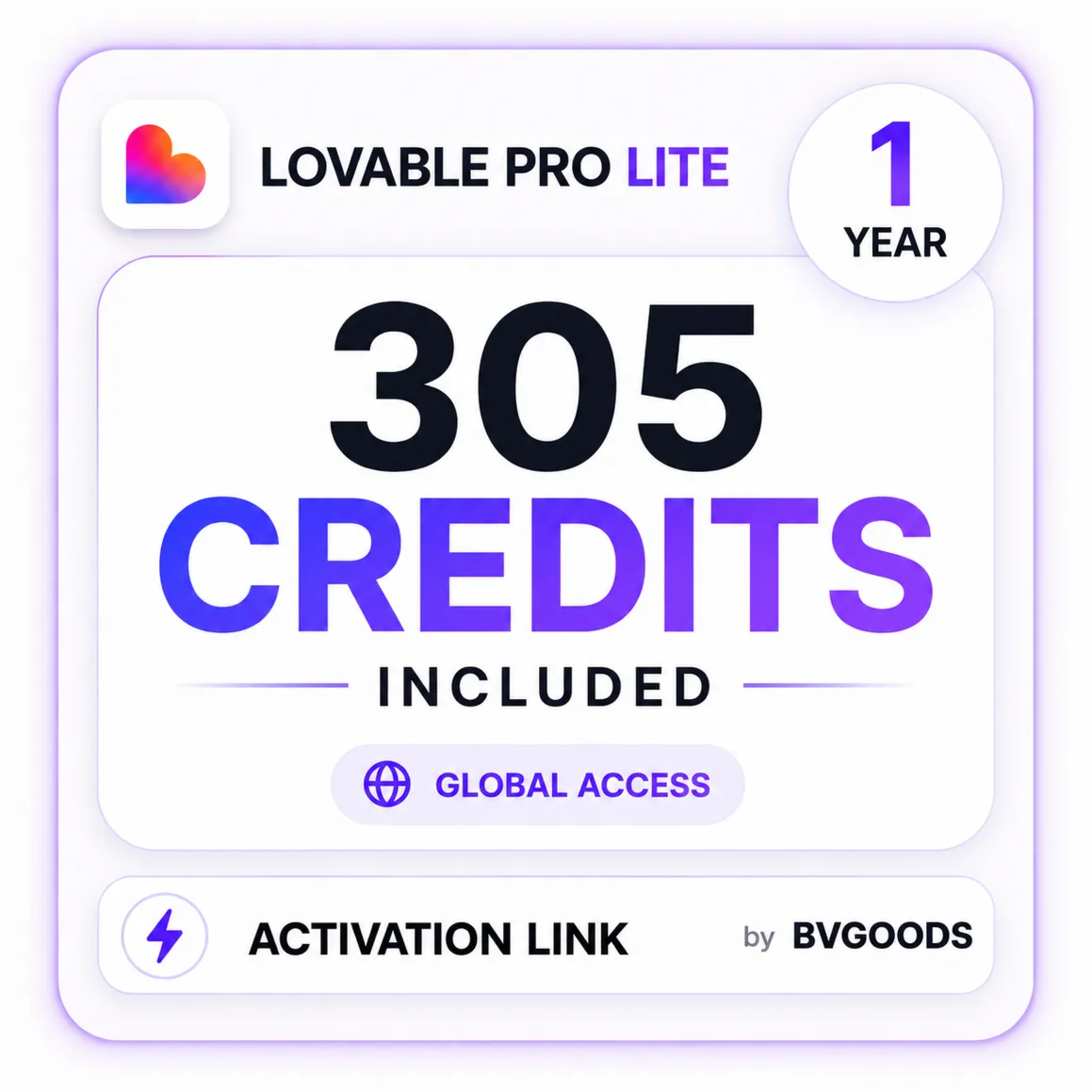 Lovable Pro Lite | 1 Year Access + 305 Credits | Global - irongamers.ru