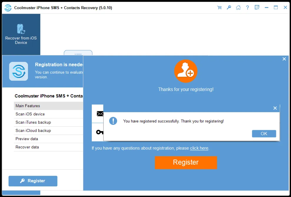 Coolmuster iPhone SMS + Contact Recovery Аккаунт