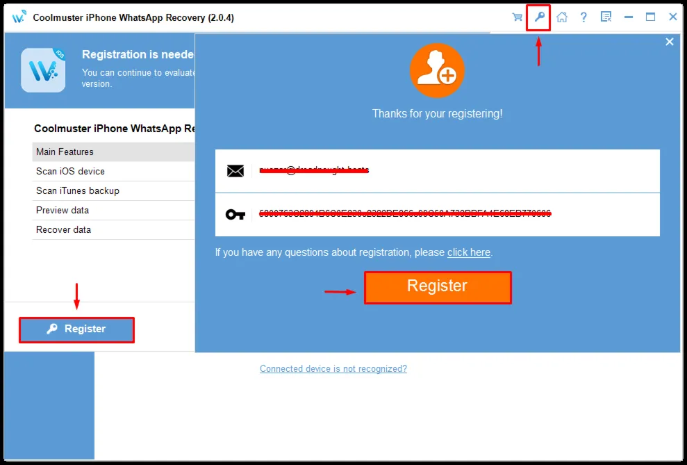 Coolmuster iPhone WhatsApp Recovery Аккаунт